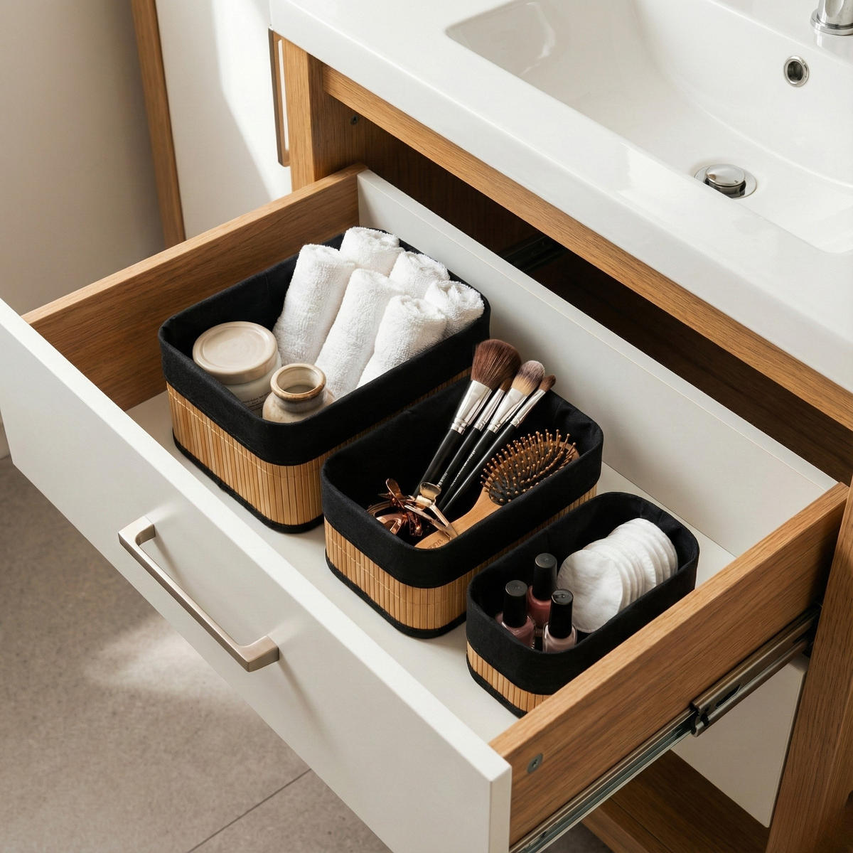KORB 3er-Set 30/20/13 cm - Braun, Naturmaterialen (20/12/30cm) - BOXIMO