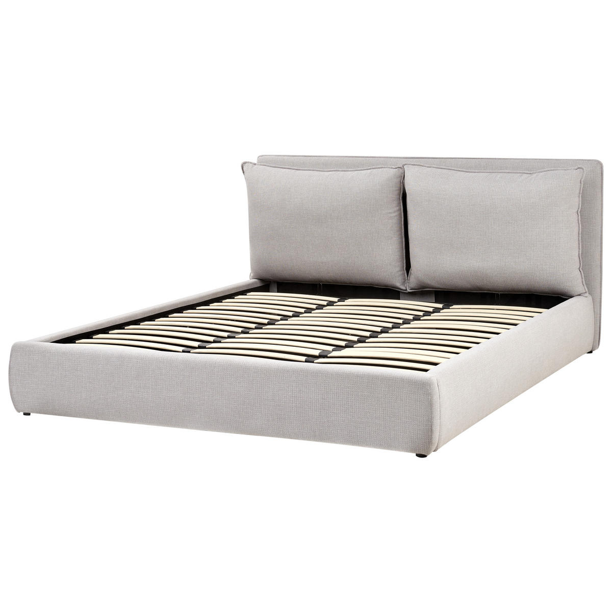 BETT mit Stauraum 180x200 cm Grau Bajonna - Hellgrau, Textil (180/200cm) - Beliani