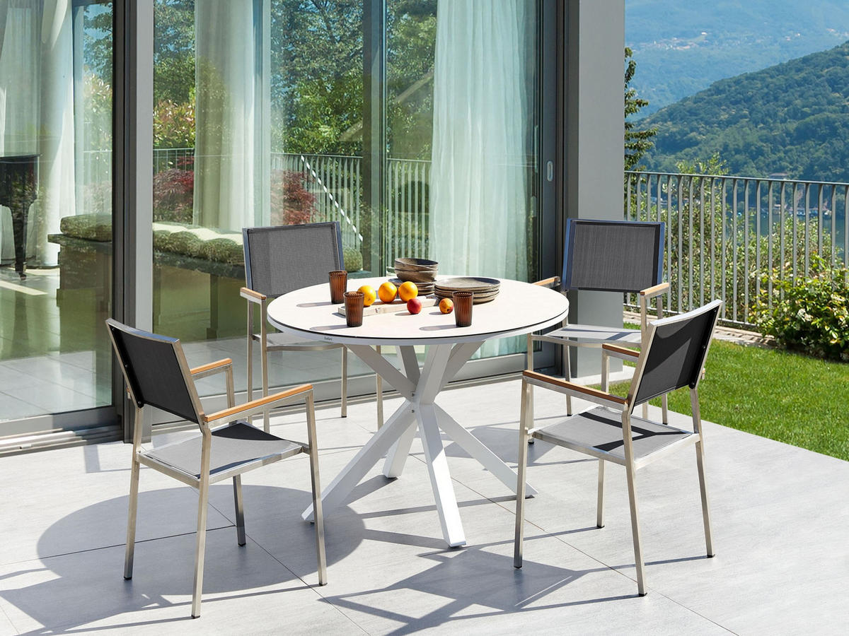 GARTENMÖBEL-SET 4-Sitzer Grau Maletto/Grosseto - Beige/Silberfarben, Metall - Beliani