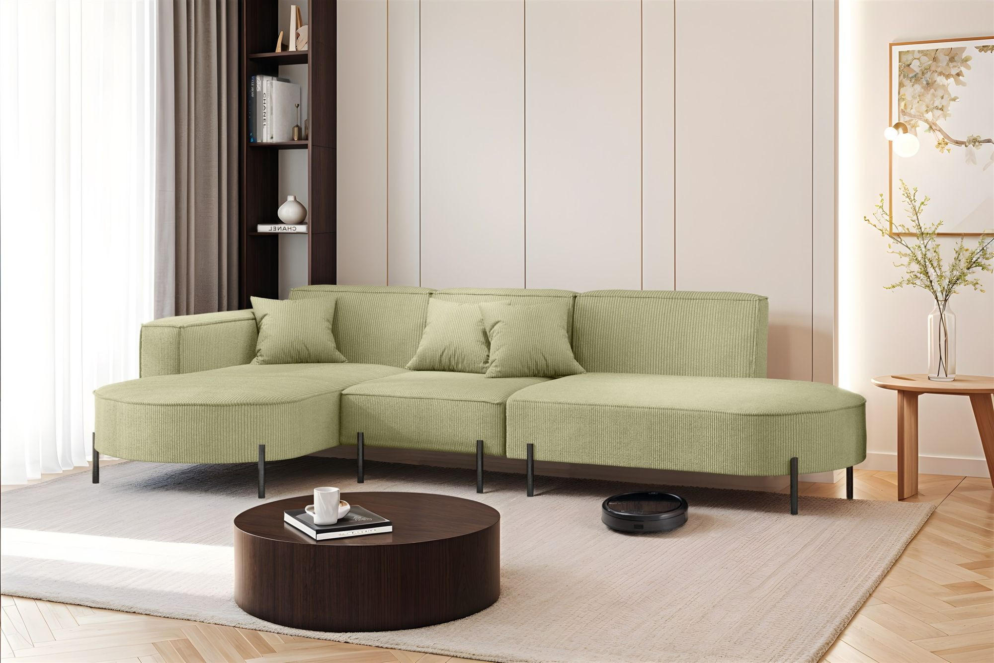 ECKSOFA Valencia - Opal, Holzwerkstoff/Textil (321/165cm) - Fun Möbel
