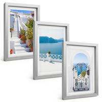 BILDER SET 3er Set - 20x30 cm Silberner Rahmen - Weiße Treppenpflanzen Seetor - Silberfarben, Kunststoff (20/30cm) - TULUP