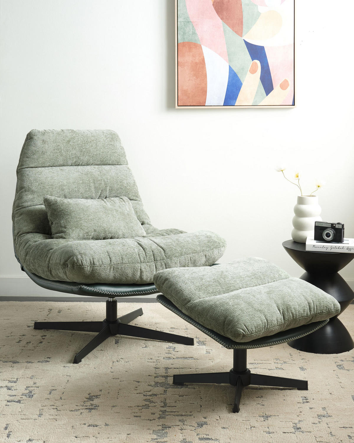 SESSEL Hellgrün Tovik - Schwarz/Grün, Textil (82/89/55cm) - Beliani