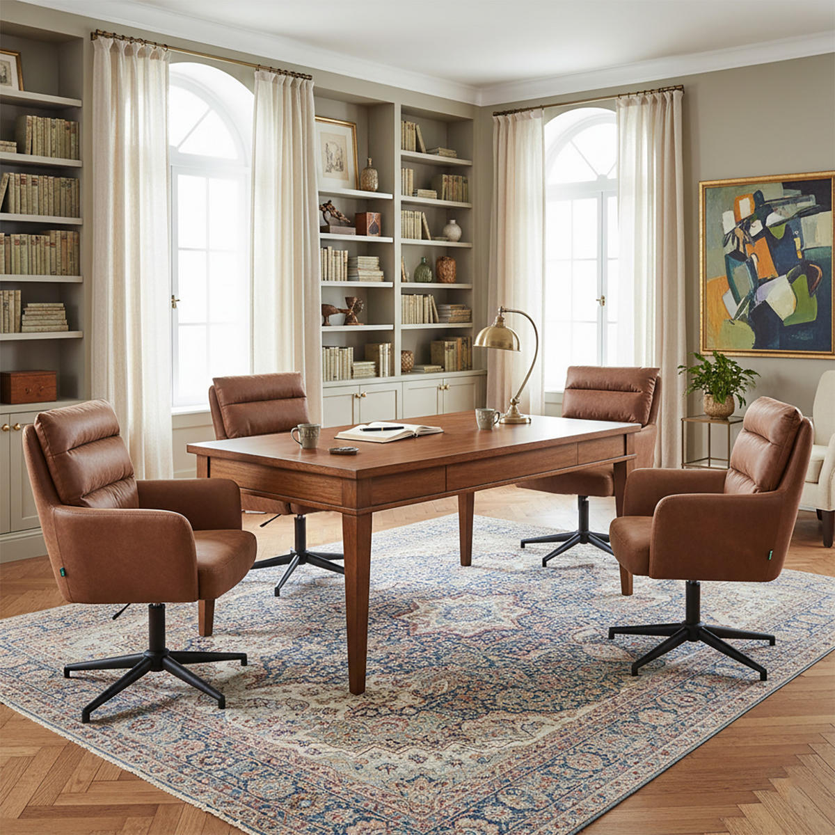 BÜROSTUHL Mika-Romy 2er-Set - Schwarz/Braun, Textil/Metall (59/91/66cm) - DUBI Möbel