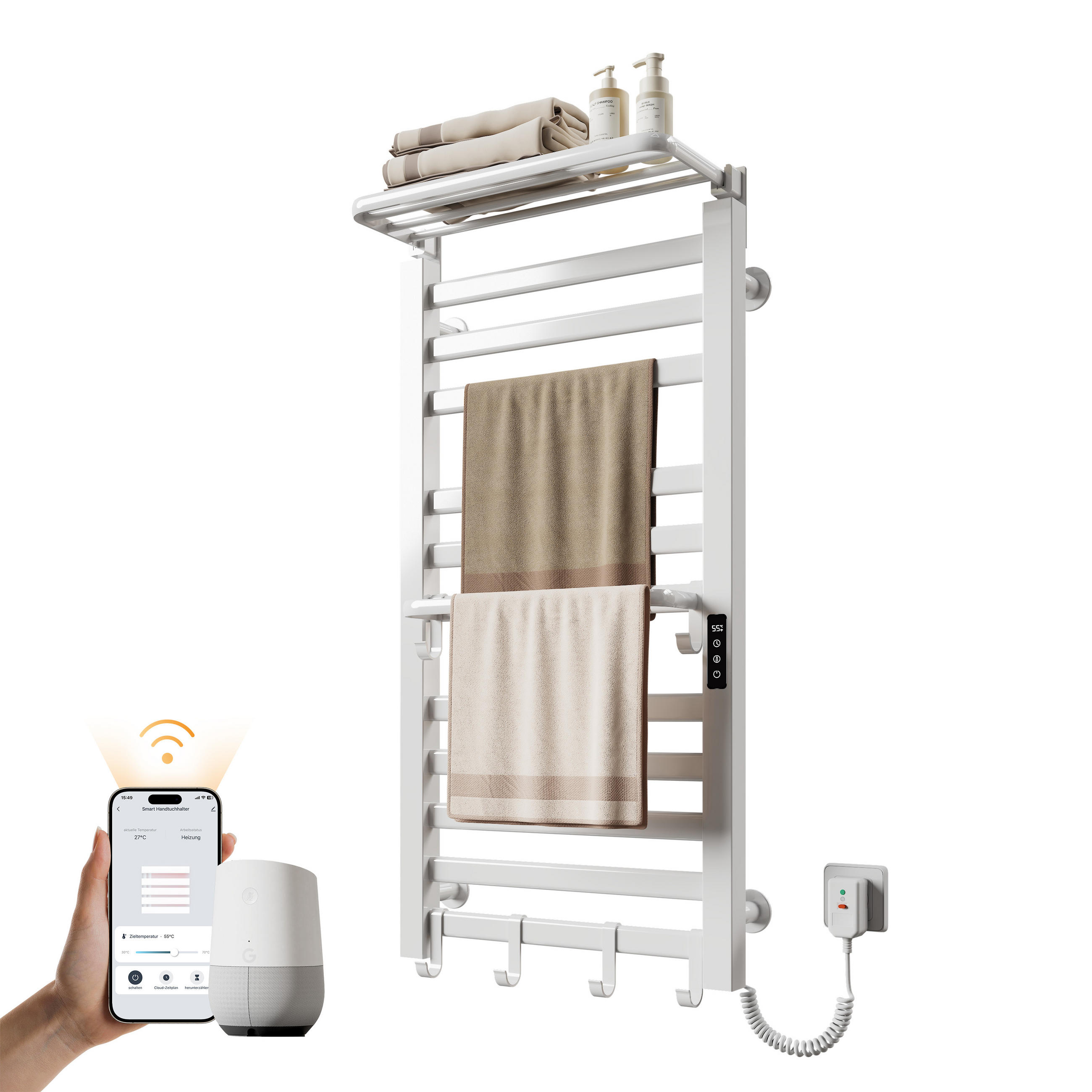 HEIZKÖRPER Elektrisch mit WiFi und Fernbedienung Weiß 100/50 cm - Schwarz, Metall (50/100/25.5cm) - EMKE