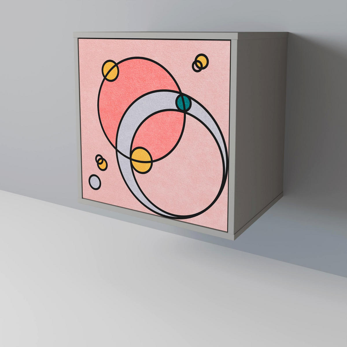 SIDEBOARD GOSSAMER ECHOES, Grau, 57,5x42x77,5 cm, Schräge Buchenholzfüße - Buchefarben/Multicolor, Holzwerkstoff/Buchenholz (57.5/77.5/42cm) - SpaceRebels