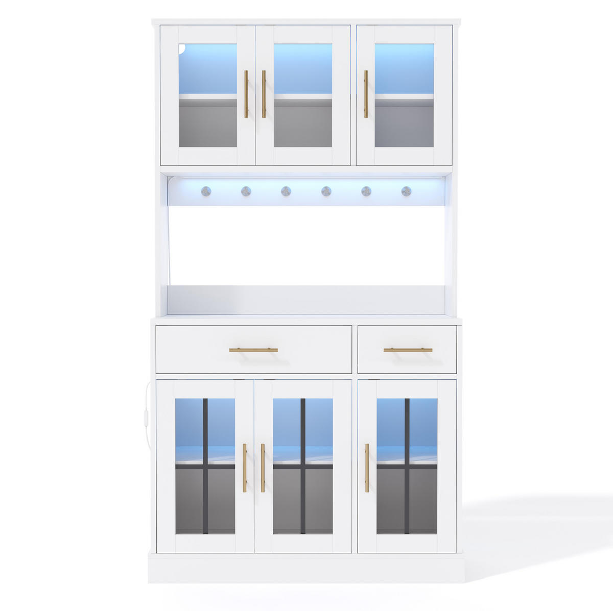 BUFFET 100/40/180 cm Weiß aus MDF mit LED-Beleuchtung - Weiß, Holzwerkstoff (100/180/40cm) - OKWISH