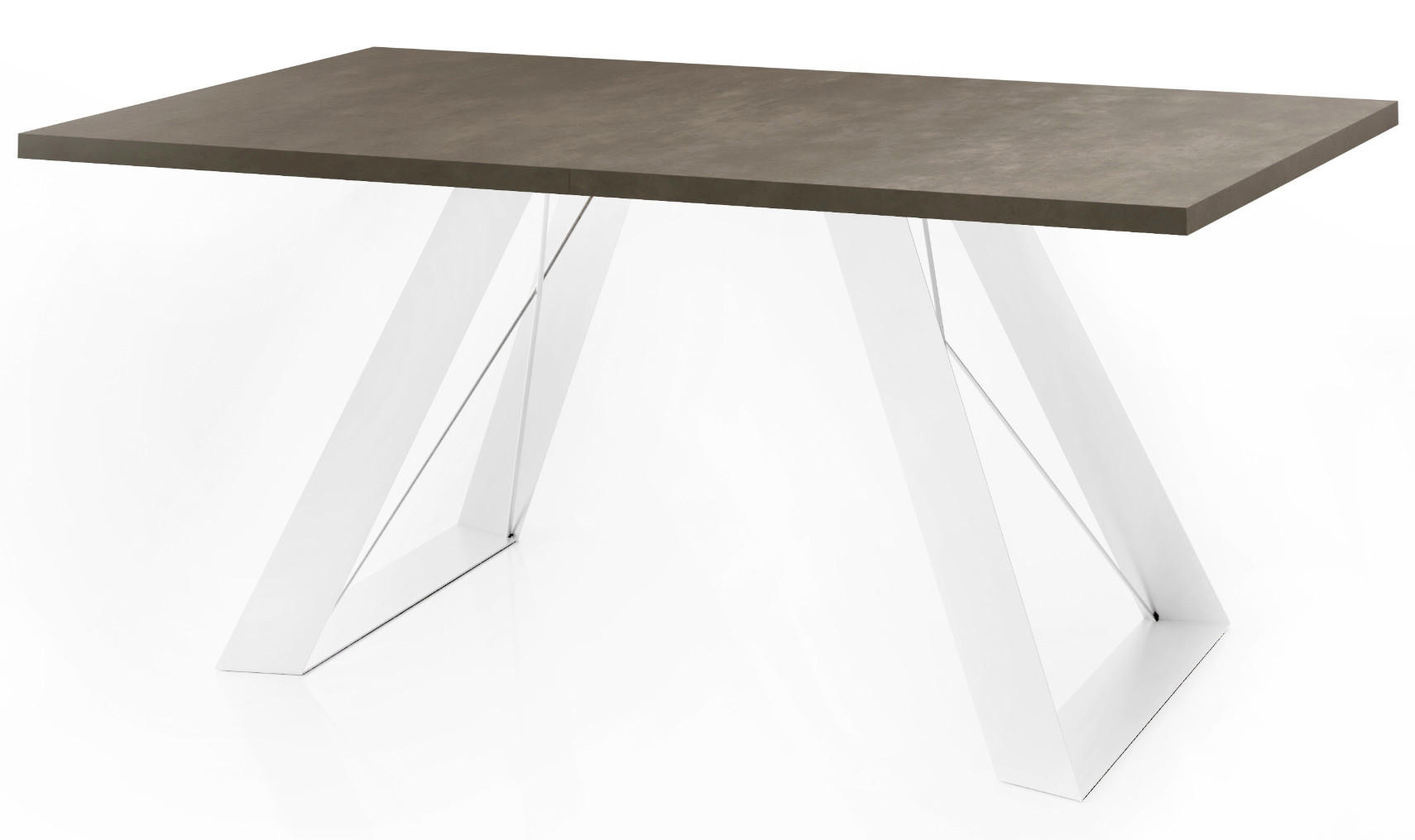 ESSTISCH Colter Weiß rechteckig ausziehbar, Dunkelgrauer Chicago Beton 140-240/80/76 cm - Dunkelgrau/Weiß, Holzwerkstoff/Metall (140/80/76cm) - WFL GROUP