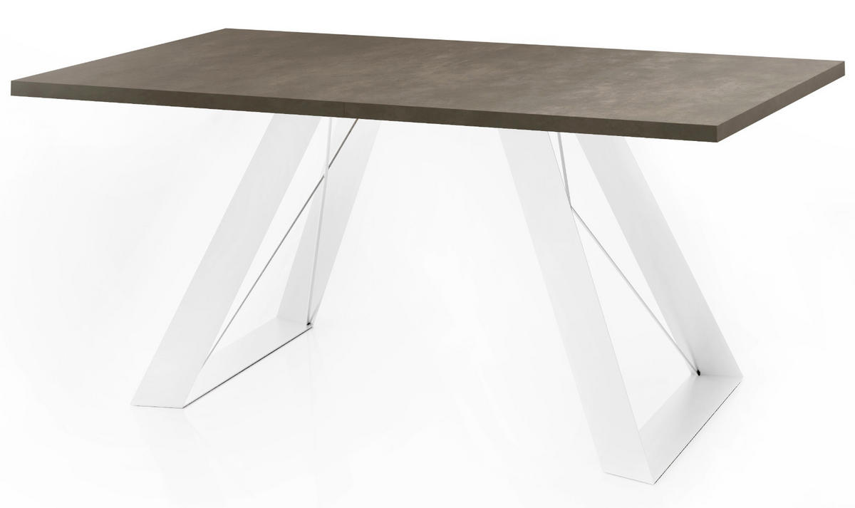 ESSTISCH Colter Weiß rechteckig ausziehbar, Dunkelgrauer Chicago Beton 140-240/80/76 cm - Dunkelgrau/Weiß, Holzwerkstoff/Metall (140/80/76cm) - WFL GROUP