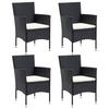 GARTENSTÜHLE mit Cremeweiß Kissen, 53/58/84 cm, aus Poly Rattan, Schwarz, 4er-Set - Schwarz, Kunststoff (58/84/53cm) - vidaXL