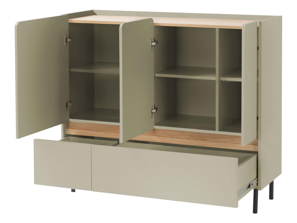 KOMBIKOMMODE Luca LC08 - Schwarz/Grün, Holzwerkstoff/Metall (120/105/40cm) - MIRJAN24