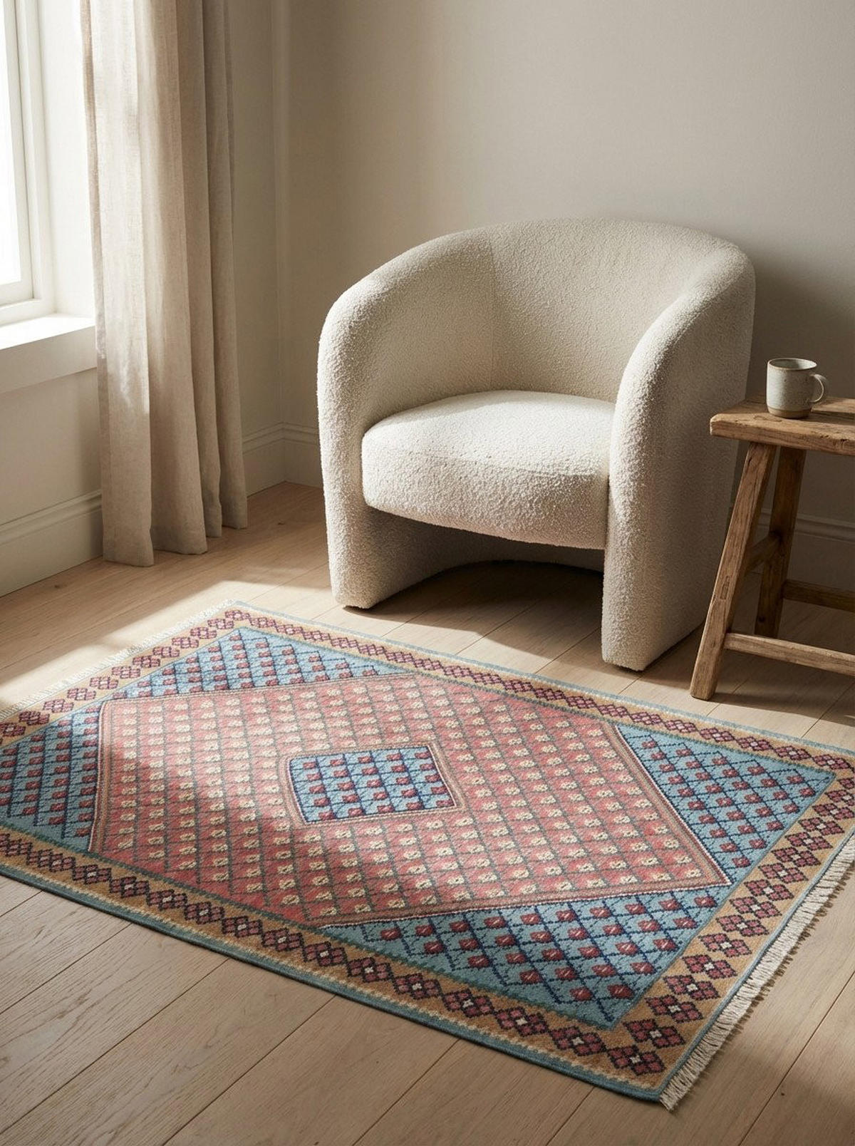 HANDWEBTEPPICH Senneh Kelim Blau 153/100 cm Schurwolle - Blau, Textil (100/153cm) - Looma