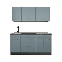 SINGLEKÜCHE R-Line, Blau-Grau/Anthrazit, 160 cm ohne Arbeitsplatte - Anthrazit/Blaugrau, Holzwerkstoff (160/81.6/46cm) - Vicco