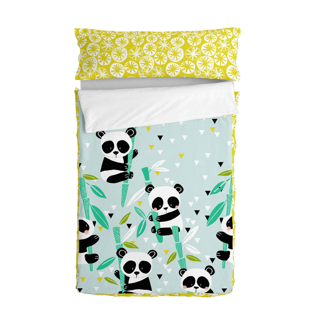 KINDER schlafsack Panda garden blue 90x200 cm Ohne füllung - Blau, Textil (90/200cm) - Happy Friday