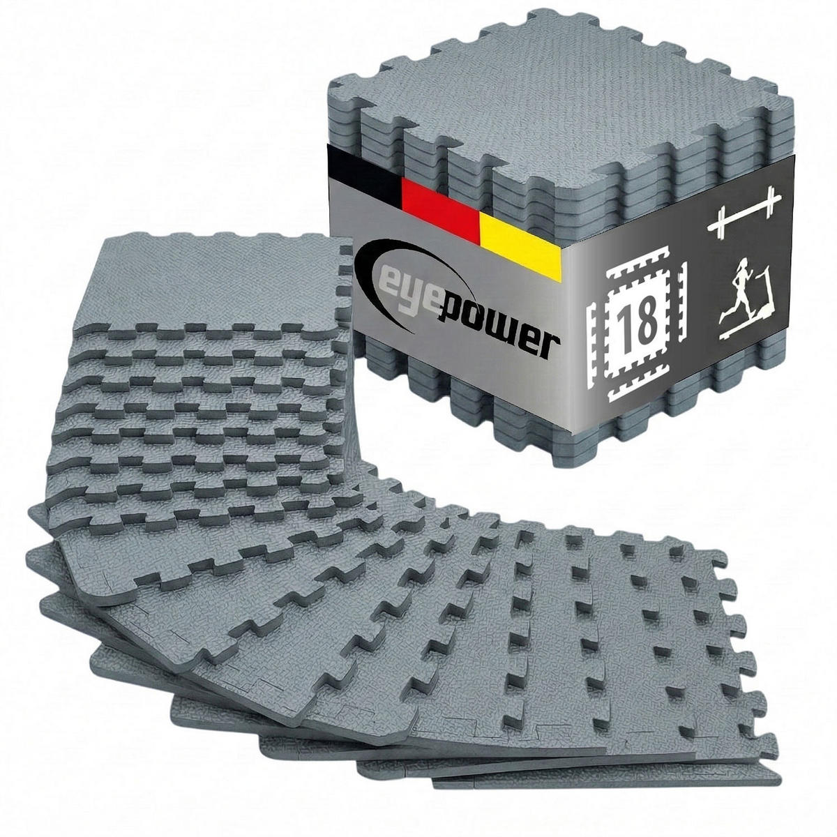 BODENSCHUTZMATTE 30x30x1 cm, Grau, 9er Set - Grau, Kunststoff (30/30cm) - eyepower