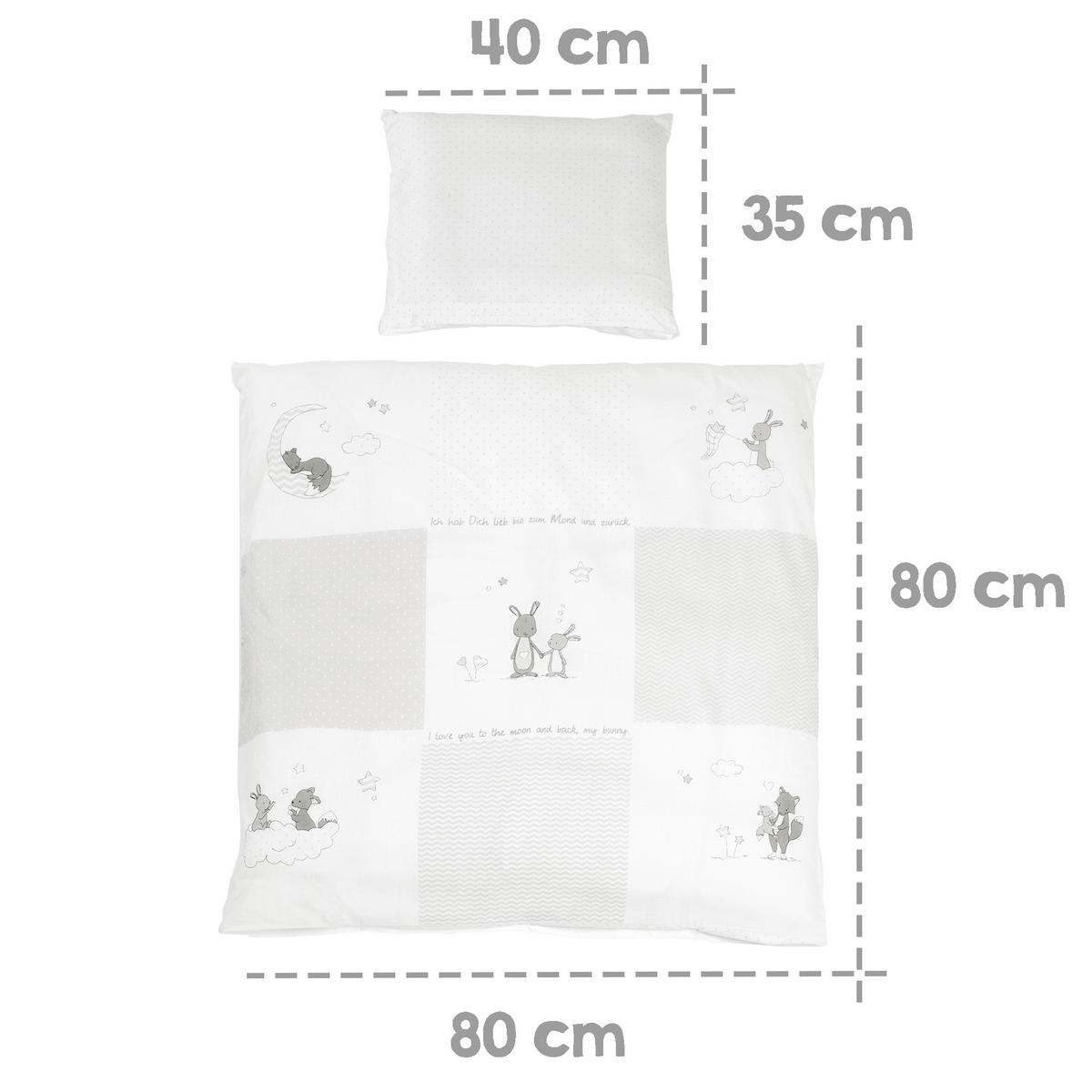 BABYWIEGENSETT Fox & Bunny - Weiß, Holzwerkstoff/Textil (40/90cm) - Roba