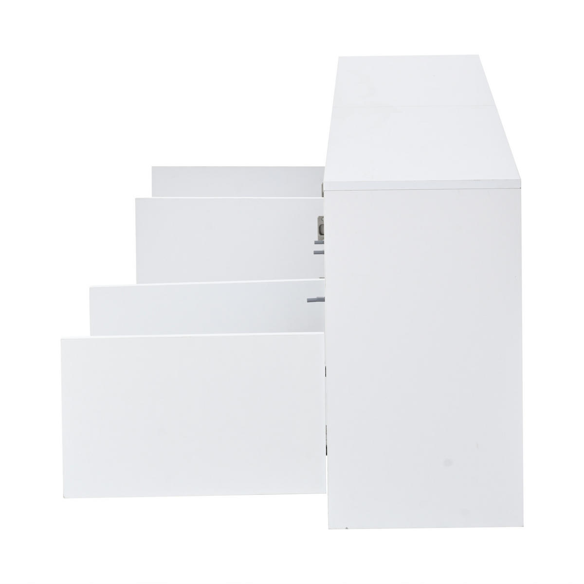 TV-SCHRANK LED Beleuchtung Hochglanz 4 Türen 8 Fächer 75 Zoll Weiß - Weiß, Holzwerkstoff (180/60/35cm) - FLIEKS