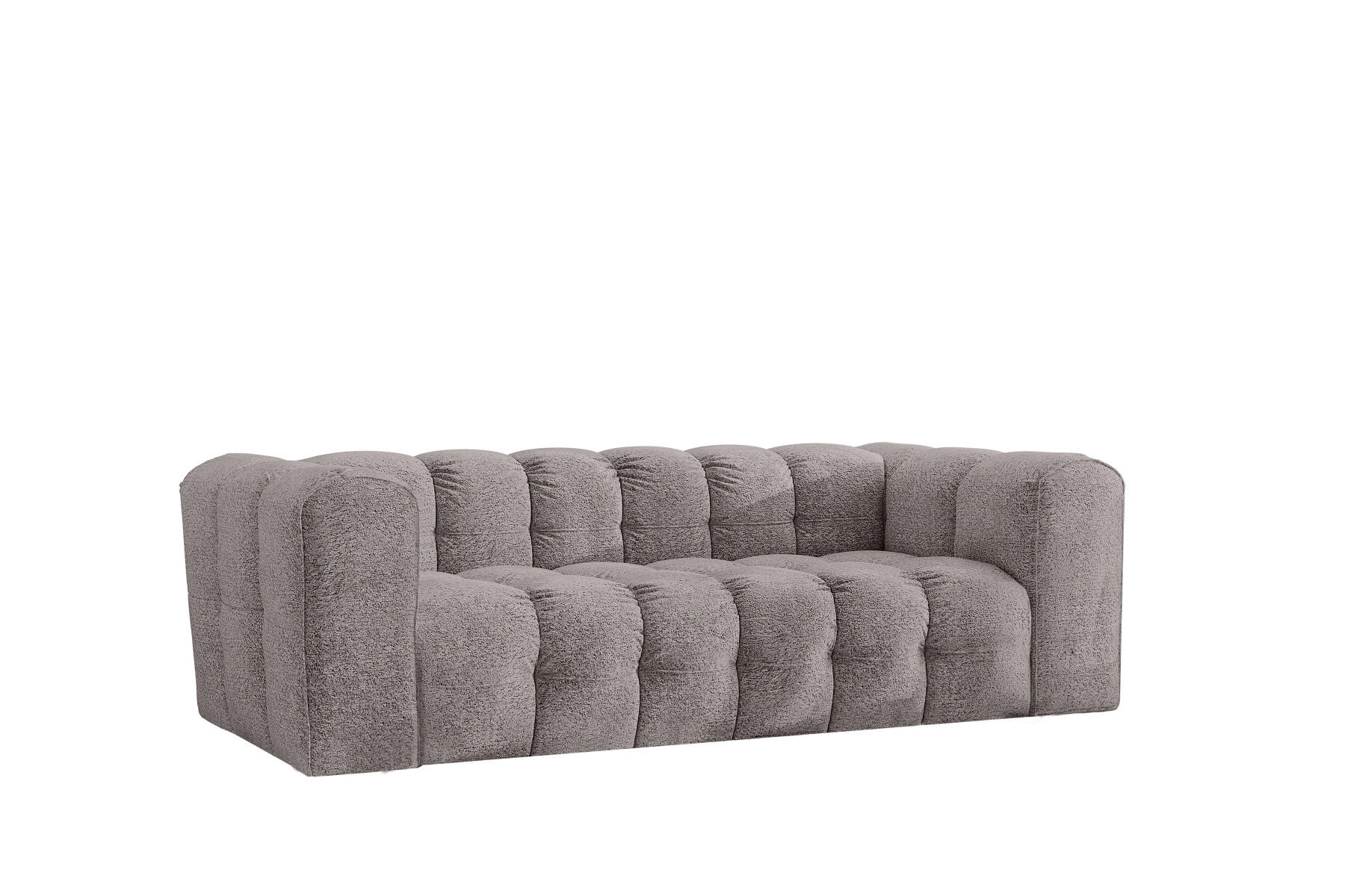 SOFA 3-Sitzer, Komfort, BALOO, Stoff Schenille & Bouclé, Grau - Grau, Holz (222/75/106cm) - Kaiser Möbel