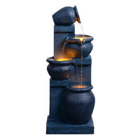GARTENBRUNNEN Solar, 4-stufig, LED, 72cm, Navy - Blau, Stein (29/24/72cm) - Teamson Home