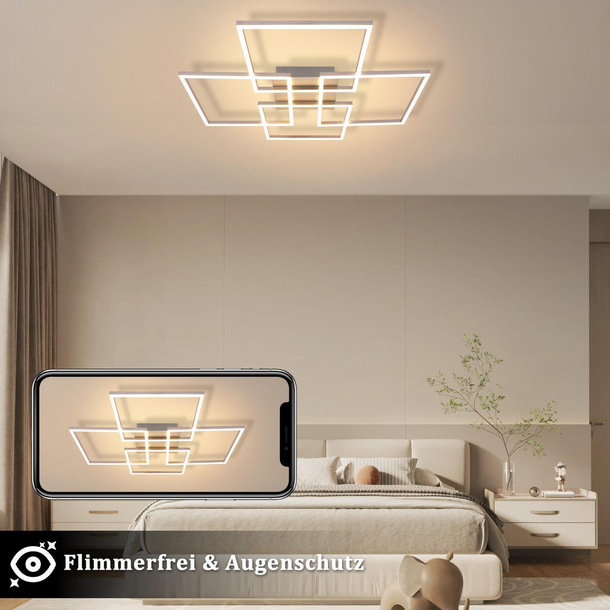 LED-DECKENLEUCHTE Marable 72.4/72.4/7.3 cm - Silberfarben, Metall (72.4/72.4/7.3cm) - Nettlife