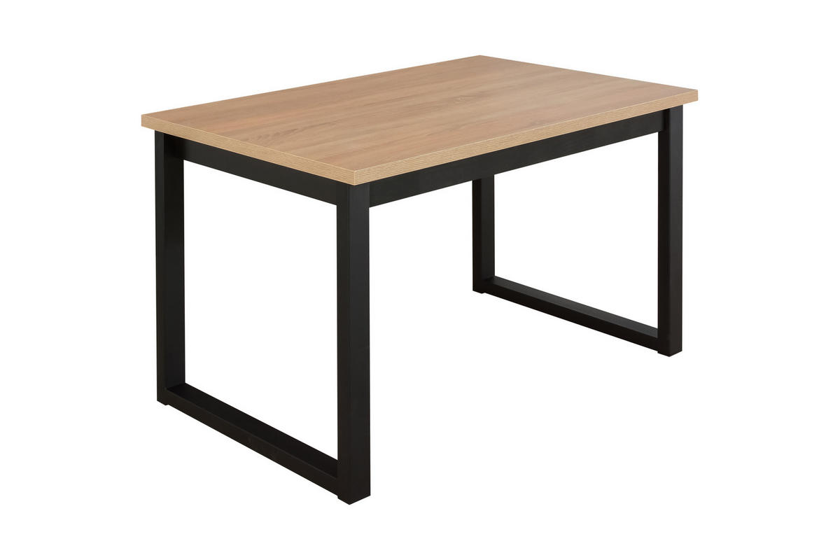 ESSTISCH Ikon 3 S - Schwarz/Sonoma Eiche, Holz/Metall (80/120/79cm) - Leaf Design