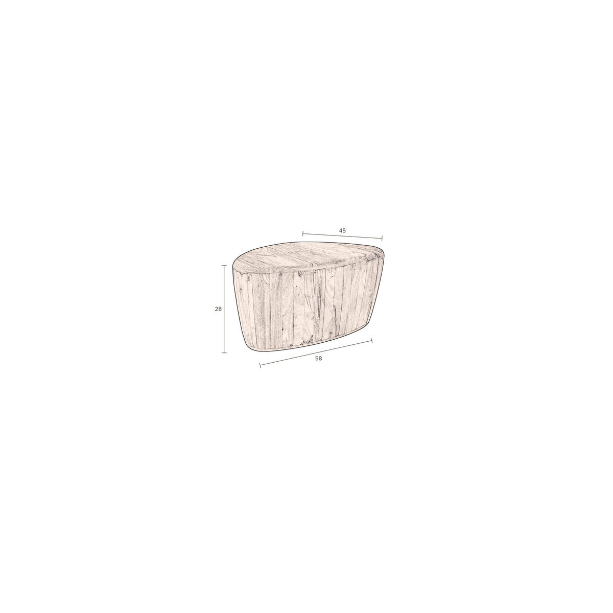COUCHTISCH Ayla Organisch - Braun, Metall (58/45/28cm) - Dutchbone