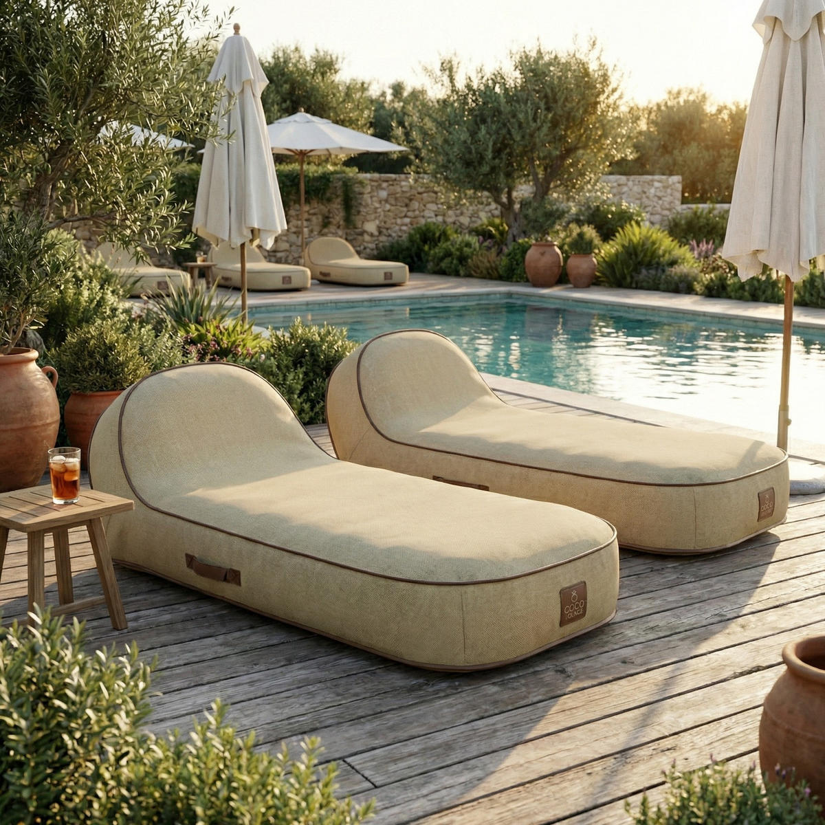 SONNENLIEGE PALMA Beige - Beige, Kunststoff/Textil (85/27/85cm) - Coco Lounge