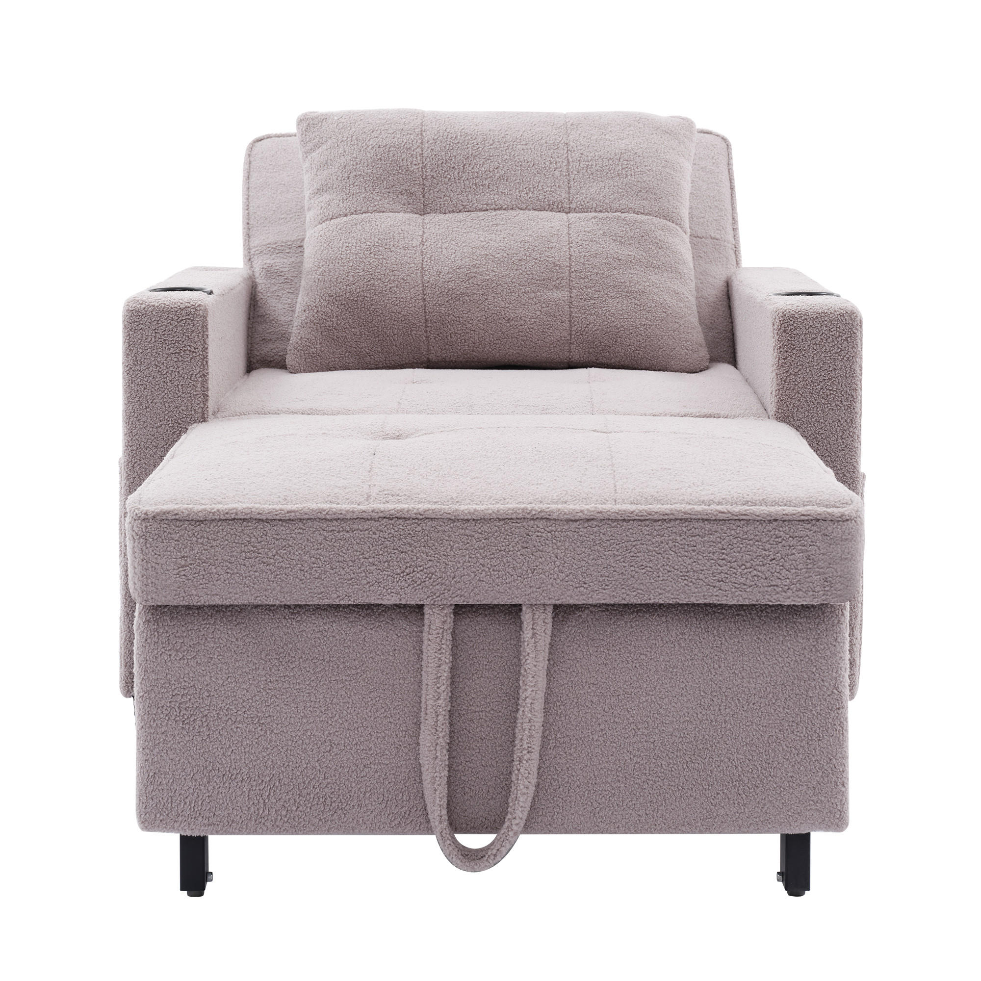 SCHLAFSESSEL DE-35012 3-in-1 mit USB und Getränkehaltern Grau - Grau, Metall (87/84/74cm) - ComfortXL