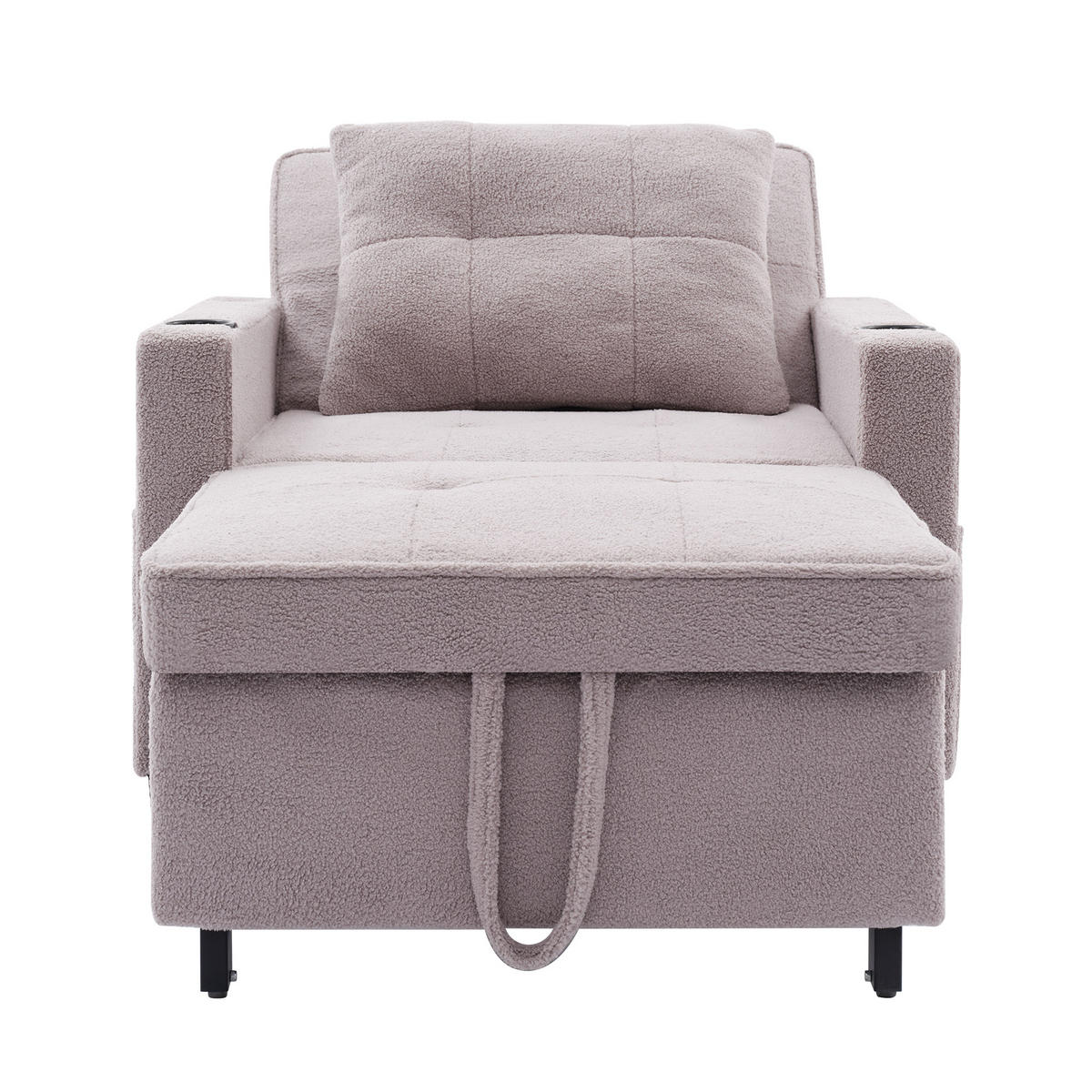 RELAXSESSEL 87/74/84 cm Grau mit Getränkehaltern und USB Anschluss - Grau, Textil (74/84/87cm) - Oxeza