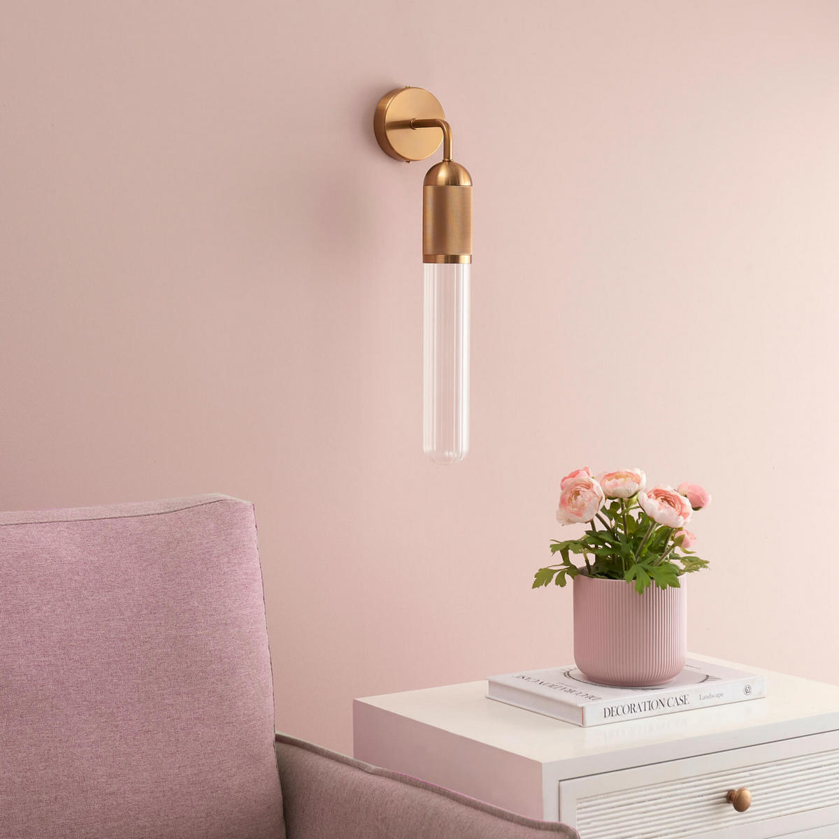 WANDLEUCHTE Hita, Gold / Messing, 50cm - Goldfarben, Glas (6/50/14cm) - KOSILUM