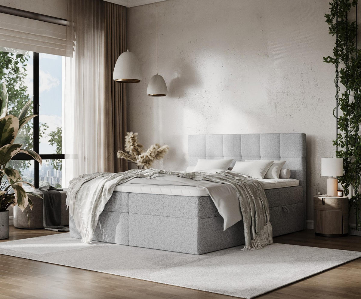 POSTEL BOXSPRING VARENO 200/200 Šedá - šedá/černá, kov/dřevo (200/200cm) - AltaBeds