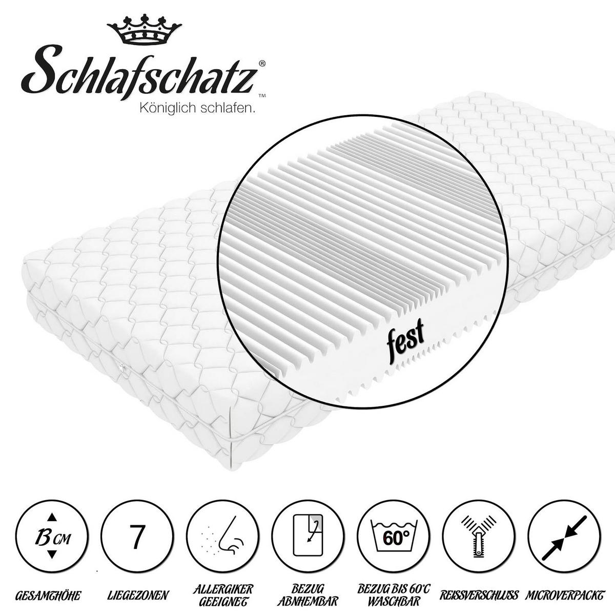 KOMFORTSCHAUMMATRATZE Wellness Star 90x200 cm fest Höhe ca. 13 cm - Weiß, Textil (90/200cm) - Schlafschatz