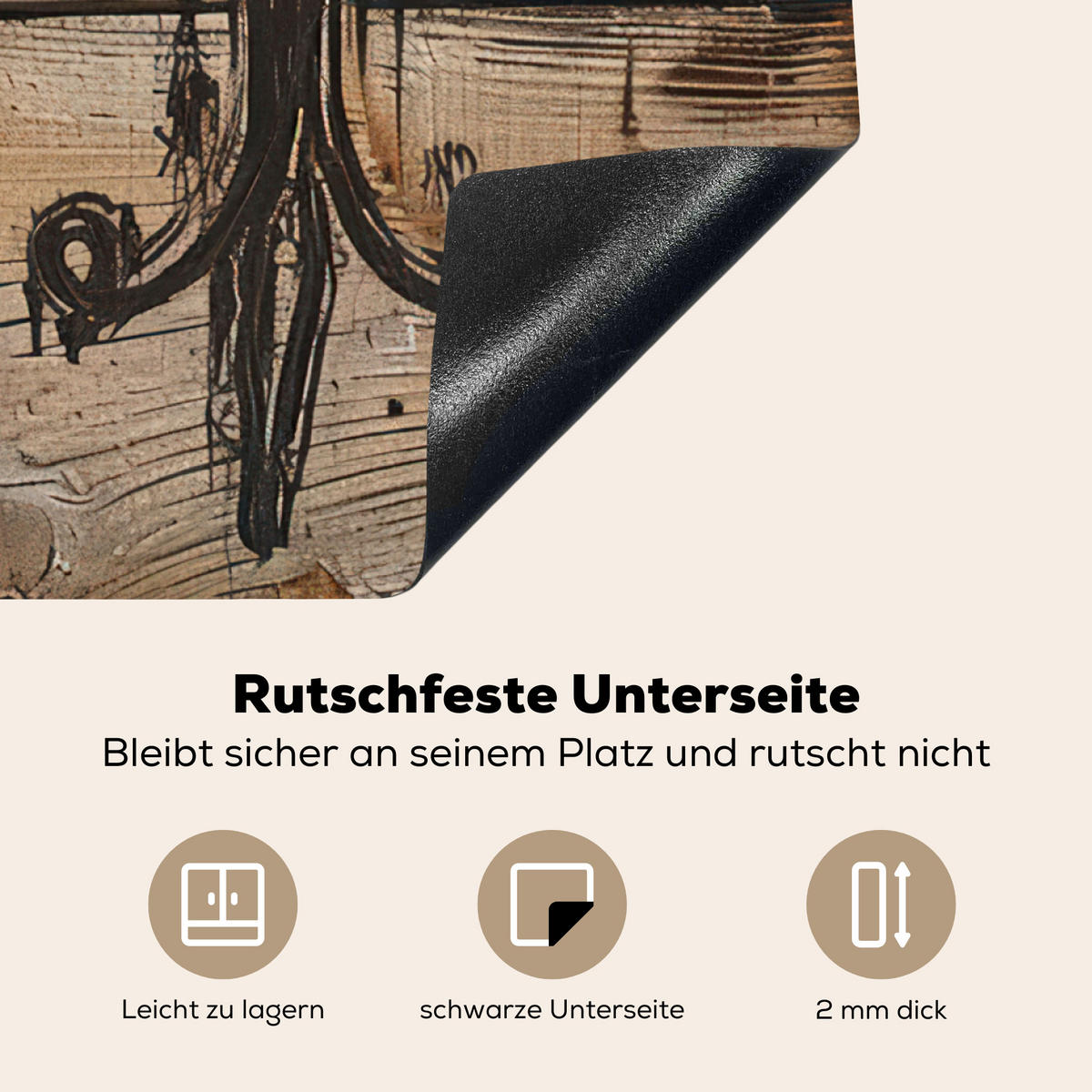 HERDABDECKPLATTE Cafe - Holz - Kaffee - Regale Induktionsmatte 78x78 cm - Schwarz, Kunststoff (78/78/0.2cm) - MuchoWow