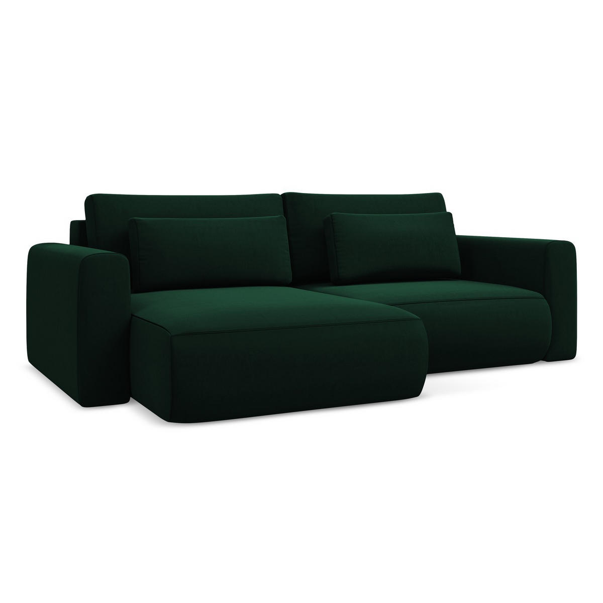 ECKSOFA mit Schlaffunktion Samt Stoff Grün - Dunkelgrün/Schwarz, Kunststoff/Textil (149/240cm) - LaMiaSofa