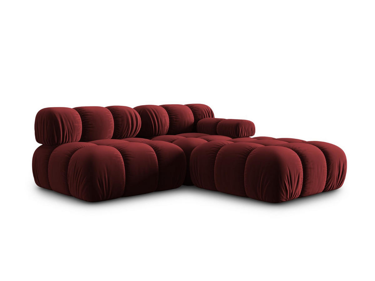 MODULARES-SOFA links Bellis aus Samt dunkelrot 4 Sitzplätze - Dunkelrot, Textil (94/63/282cm) - Micadoni
