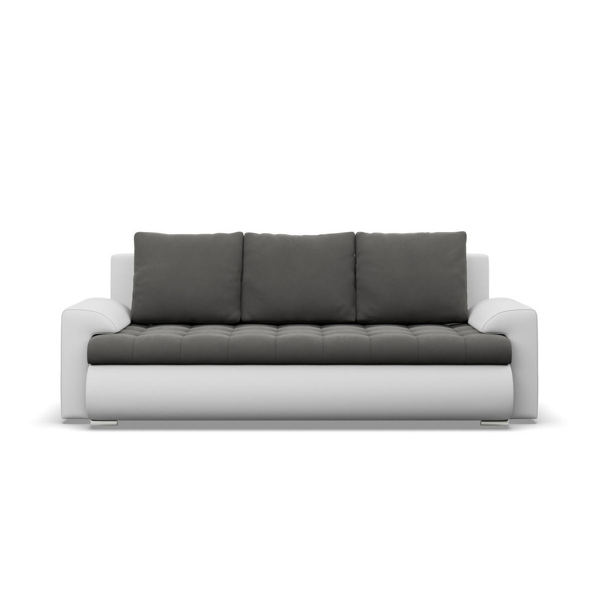 SOFA 3-SITZER MIT SCHLAFFUNKTION FORESTA, Dunkelgrau + Grau - Dunkelgrau/Hellgrau, Textil (222/92/96cm)