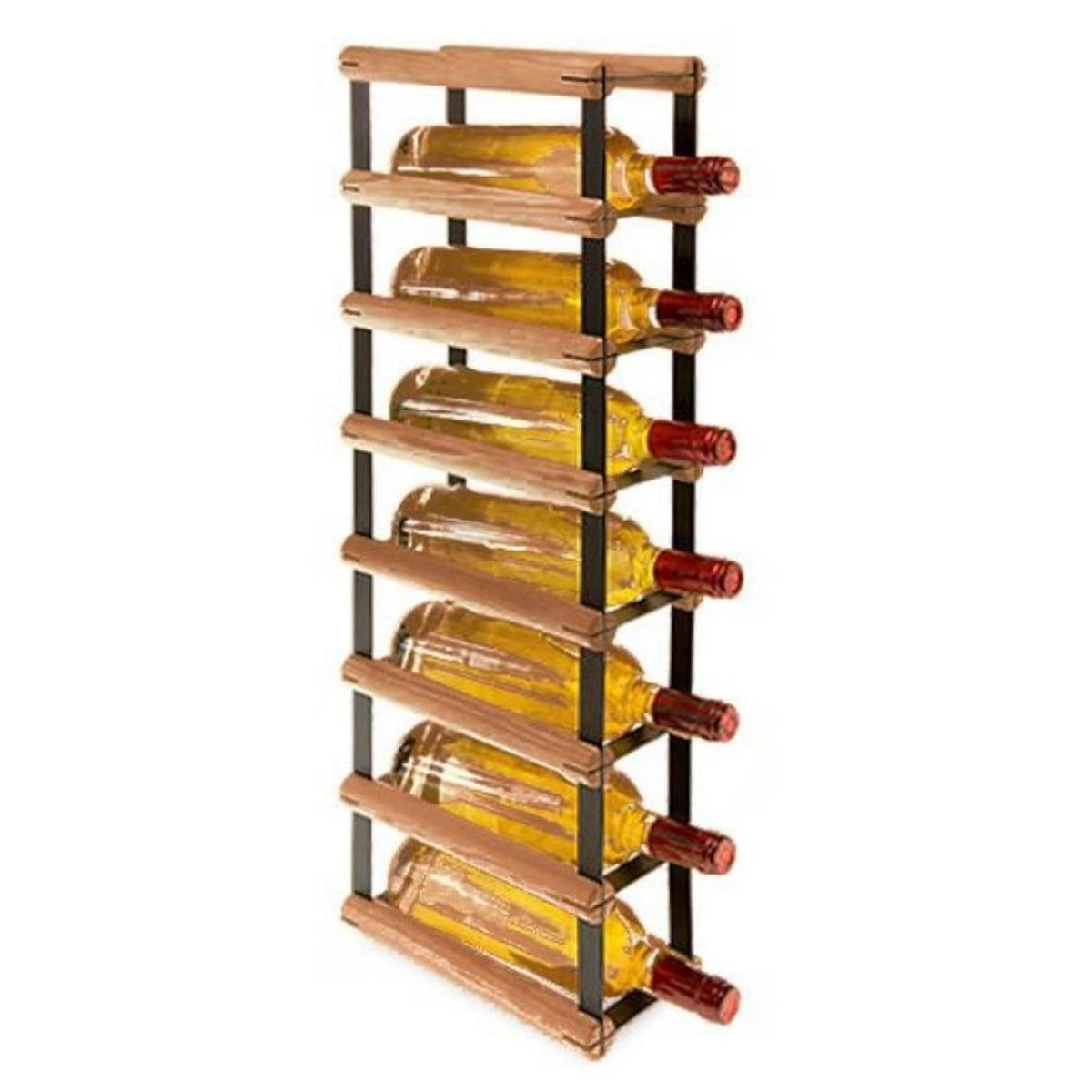 WEINREGAL Vinotega Mod Metal 72,5x12,5x24,5 cm 1x7 Flaschen Massives Kiefernholz Braun Geölt - Braun, Holz (12.5/72.5/24.5cm) - PROREGAL