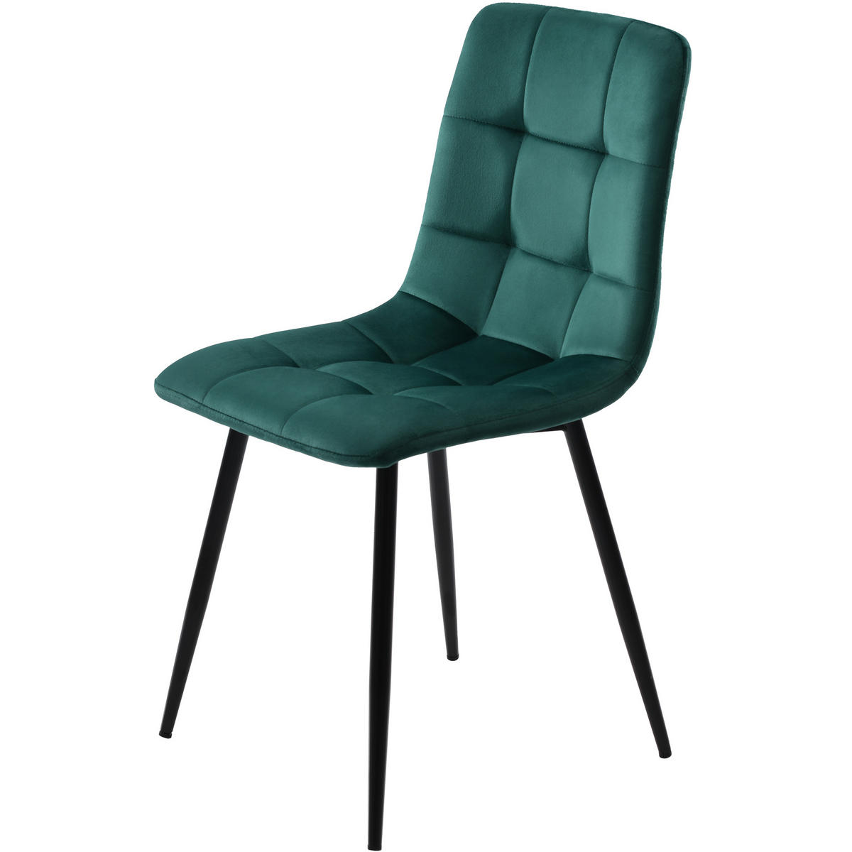ESSZIMMERSTUHL 4-Tlg Dunkelgrün, Samt, Metallgestell - Grün, Textil (66/45/70.5cm) - FLIEKS