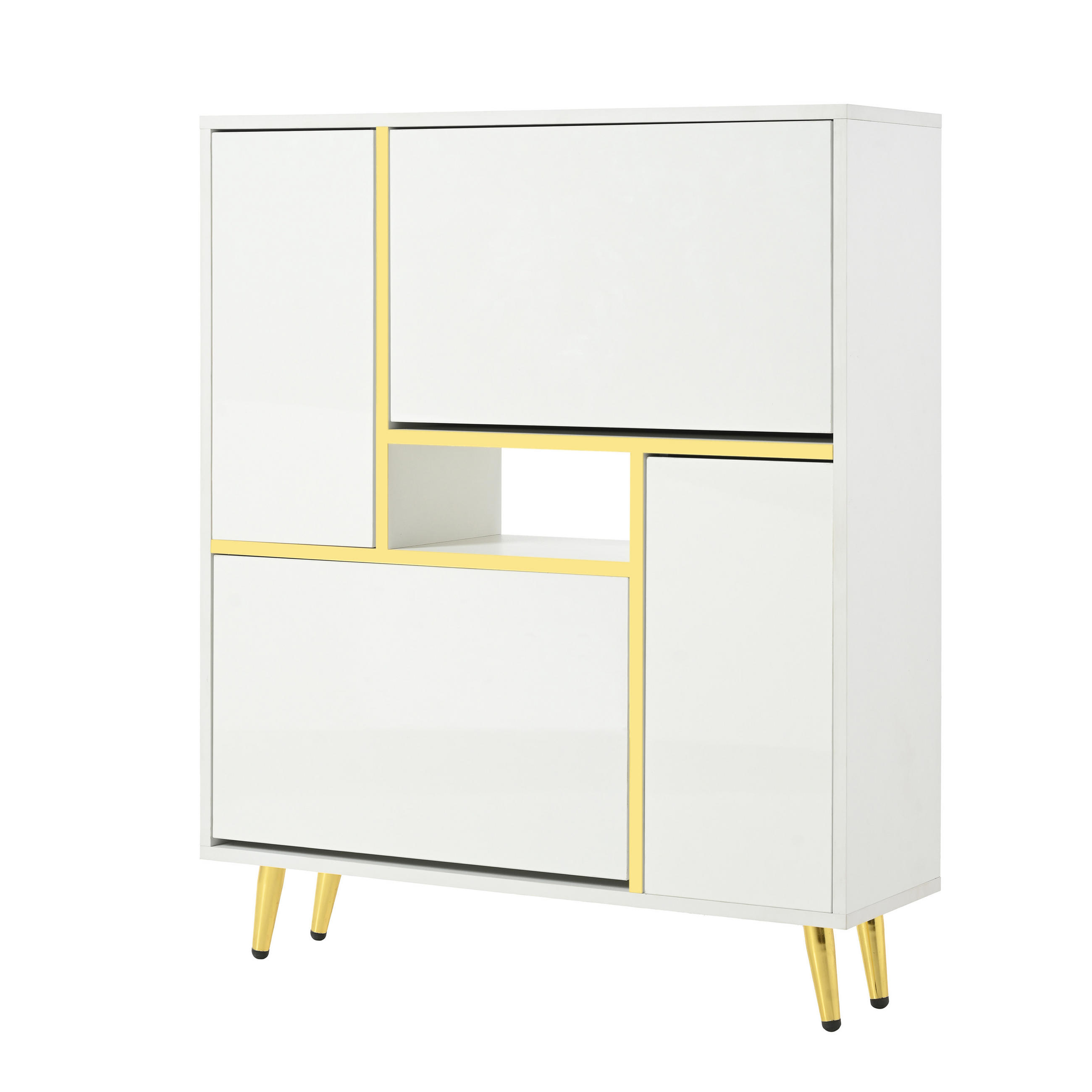 SCHUHSCHRANK DE-37627 80/25/96 cm mit LED-Beleuchtung Weiß - Weiß, Holzwerkstoff (80/96/25cm) - ComfortXL