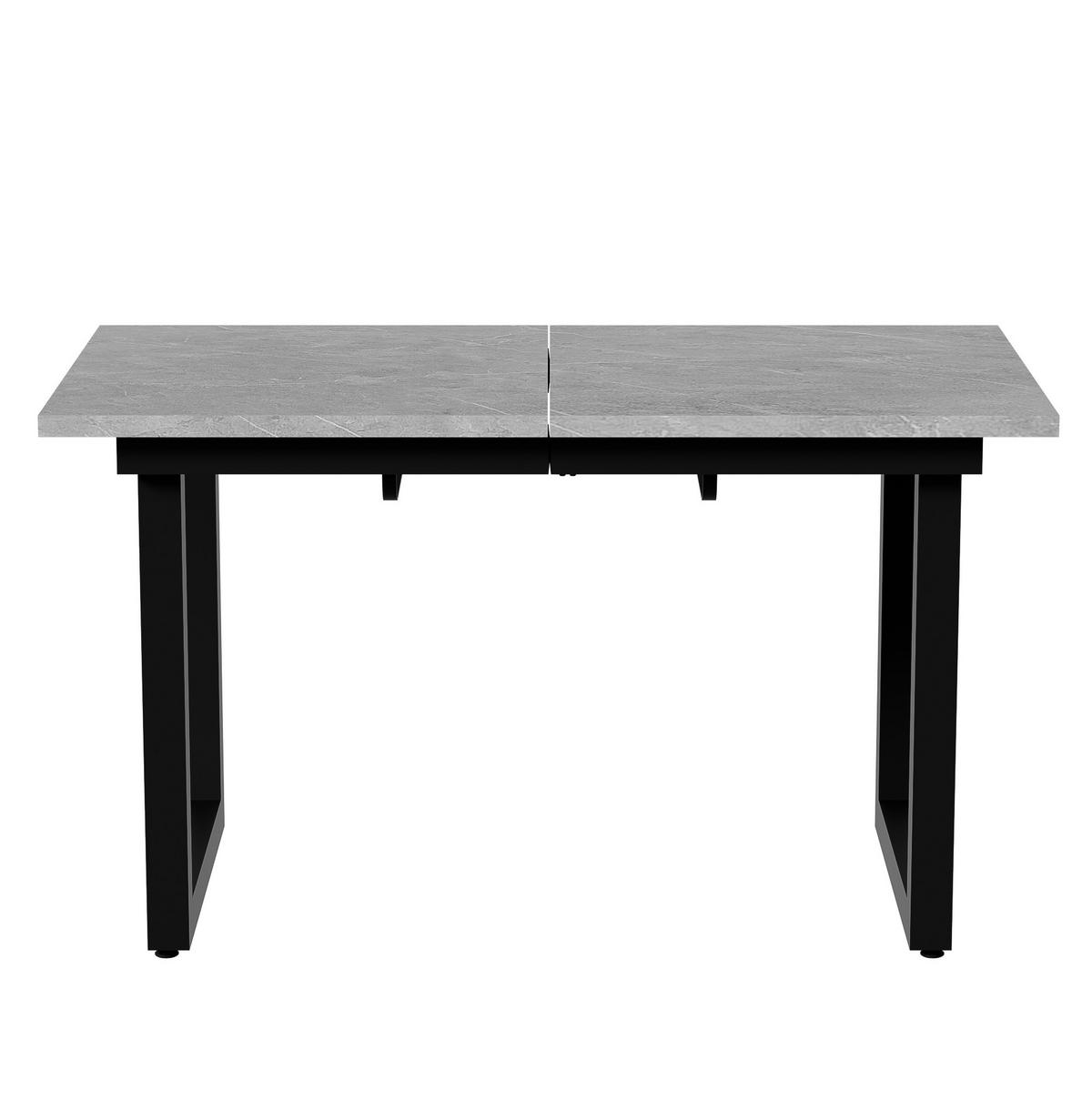 ESSTISCH aus MDF und Metall 140/180x80x75 cm Grau/Schwarz ausziehbar im Industriestil - Schwarz, Holzwerkstoff (140/80/75cm) - Modfu
