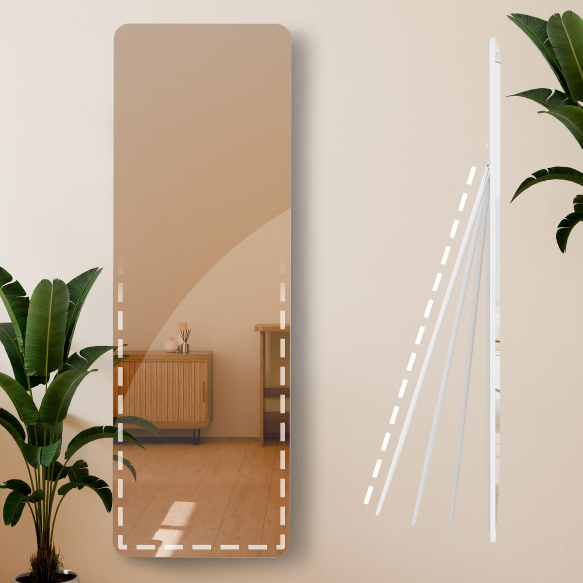 STANDSPIEGEL Murcia Glas Weiß matt Ganzkörperspiegel - Weiß, Glas (50/150/3cm) - DELUKE