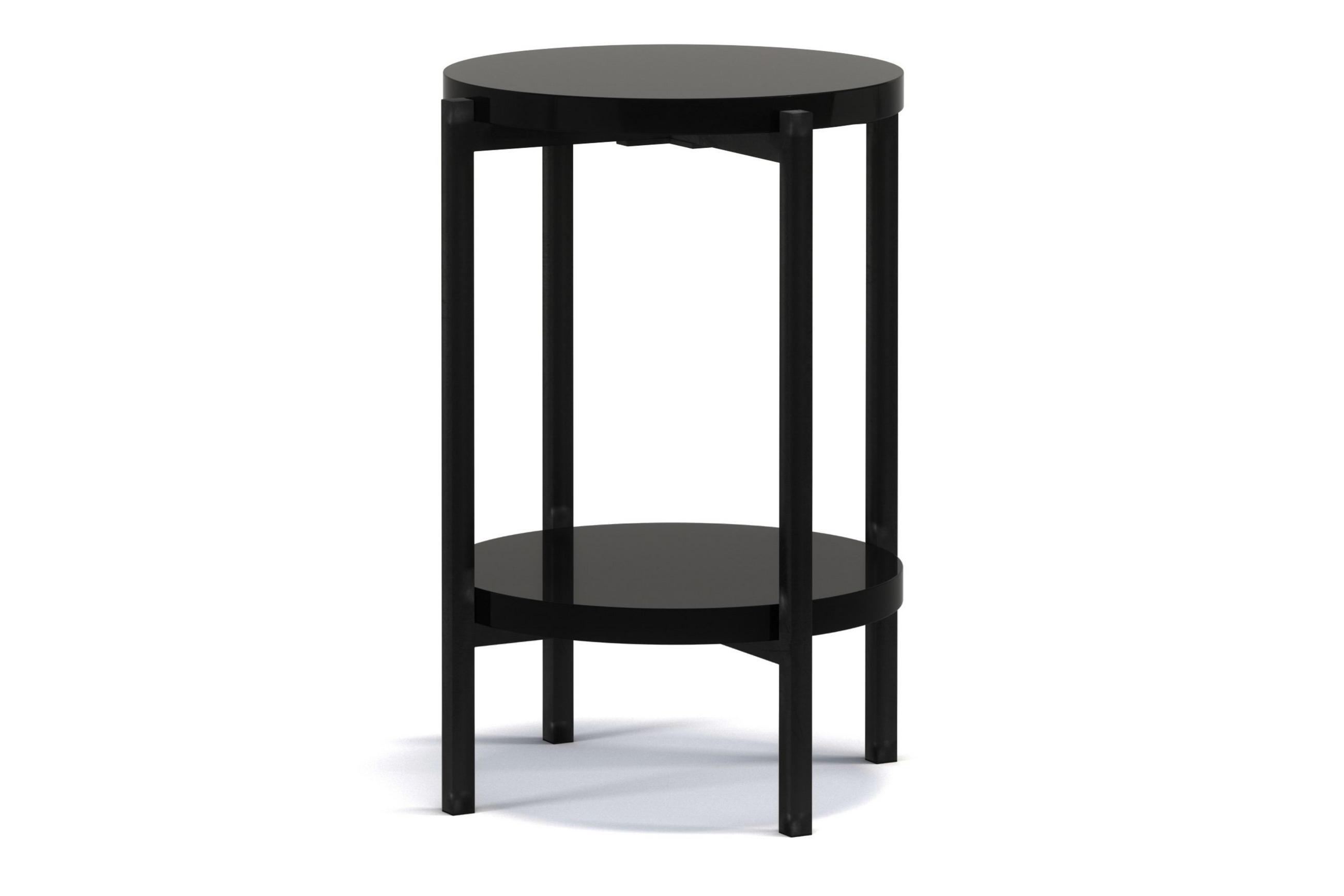 COUCHTISCH GERIS mit Ablageboden, Spanplatte, Schwarz - Schwarz, Holz/Metall (45/45/61cm) - KONSIMO®