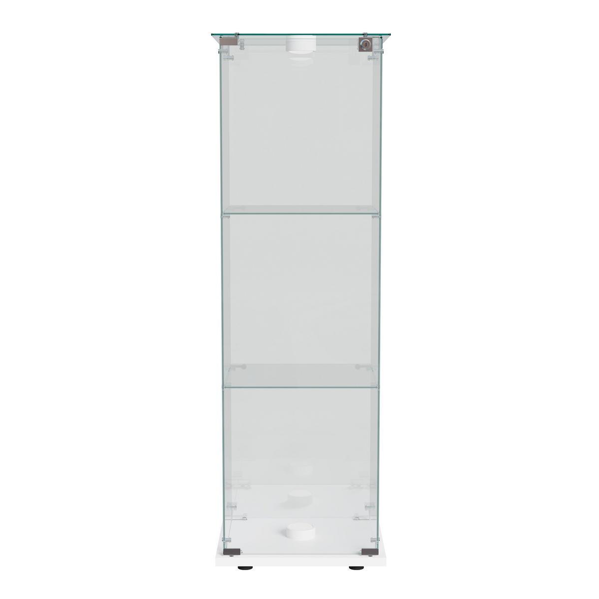 GLASVITRINE Mit LED, 3 Regale, Schloss, Glas-Schrank Für Wohnzimmer - Weiß, Holz (35/123.3/39.8cm)