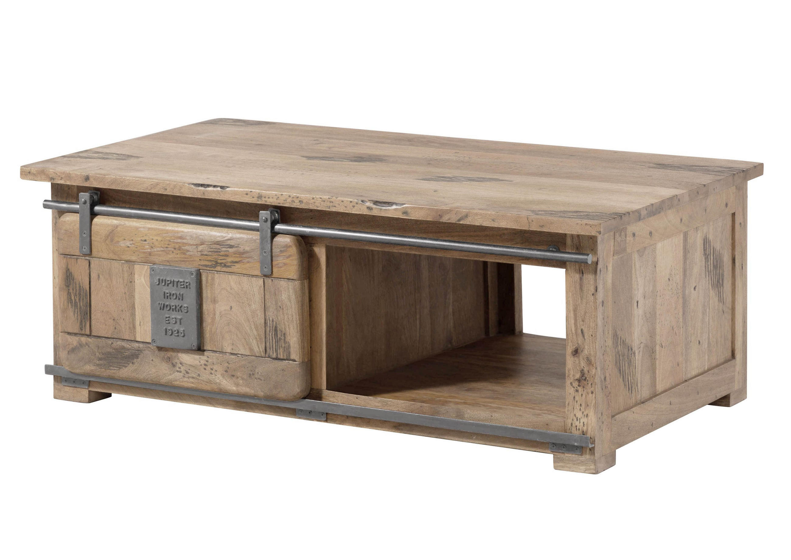COUCHTISCH Mango 120x70x45 whitewash lackiert RAILWAY #3007 - Beige, Holz (120/70/45cm) - Massivmoebel24