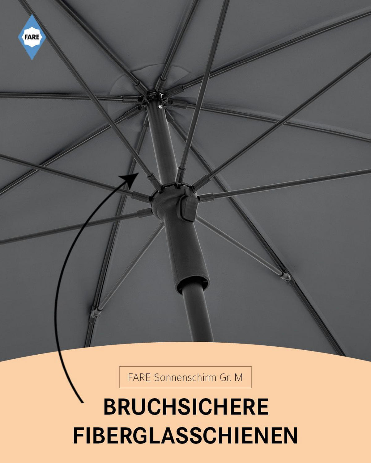SONNENSCHIRM 180/180/126 cm - Grau, Kunststoff (180/180cm) - FARE