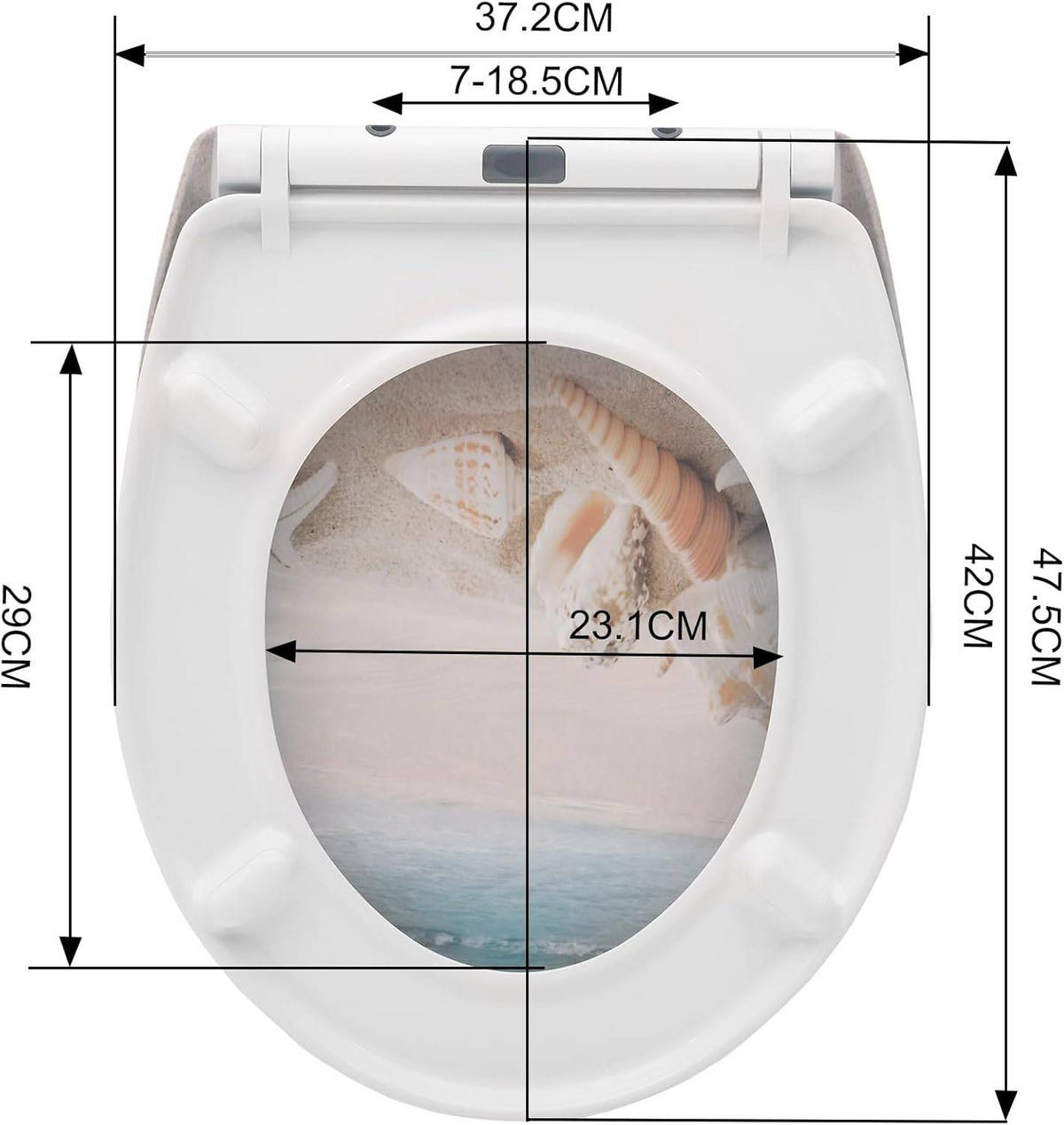 TOILETTENDECKEL mit Absenkautomatik, aus Duroplast, Oval - Blau/Hellbraun, Kunststoff (37/2.51/47cm) - Woltu