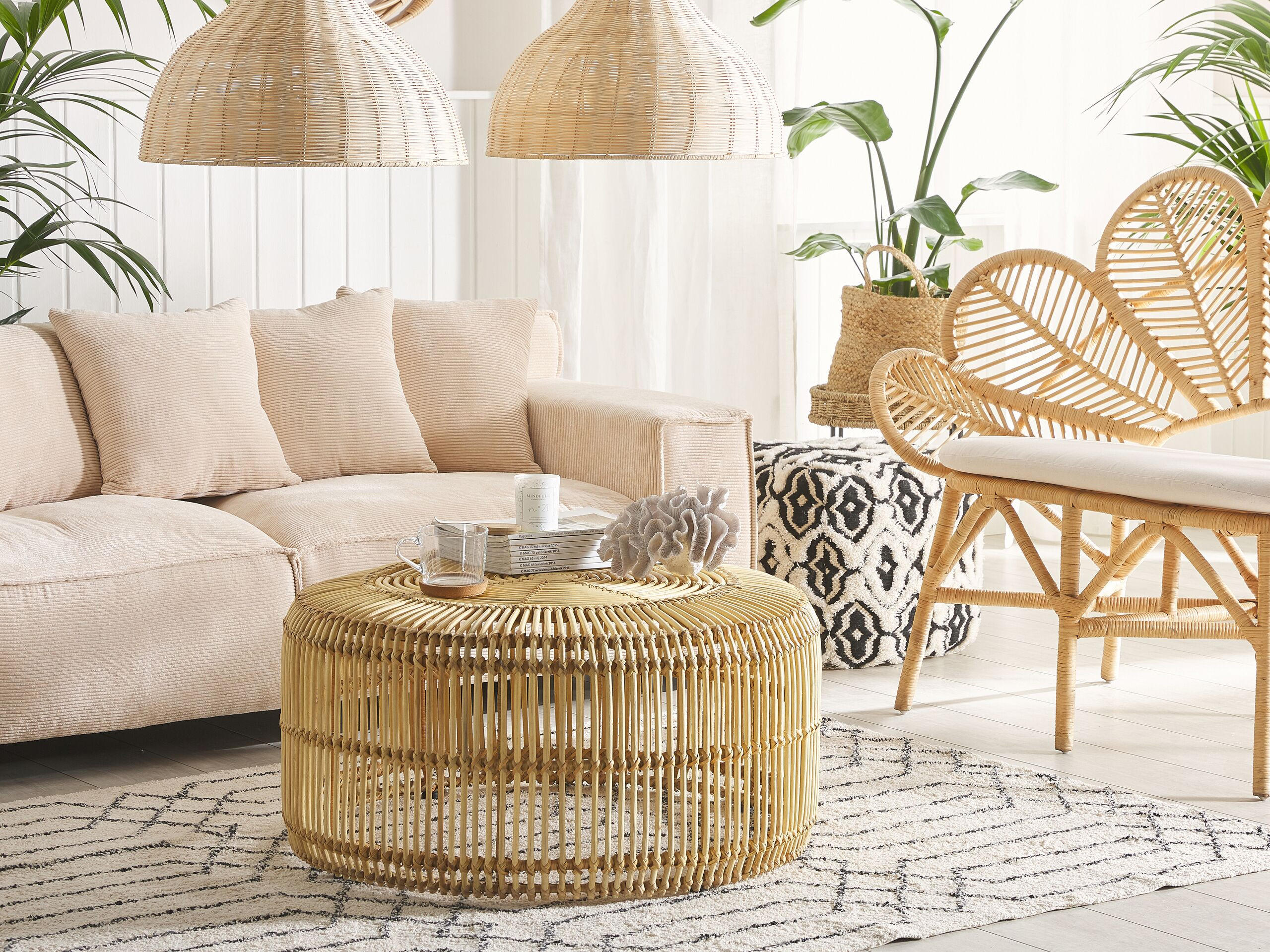 COUCHTISCH Rattan natürlich 84 cm Limni - Beige/Naturfarben, Naturmaterialien (84/53/40cm) - Beliani