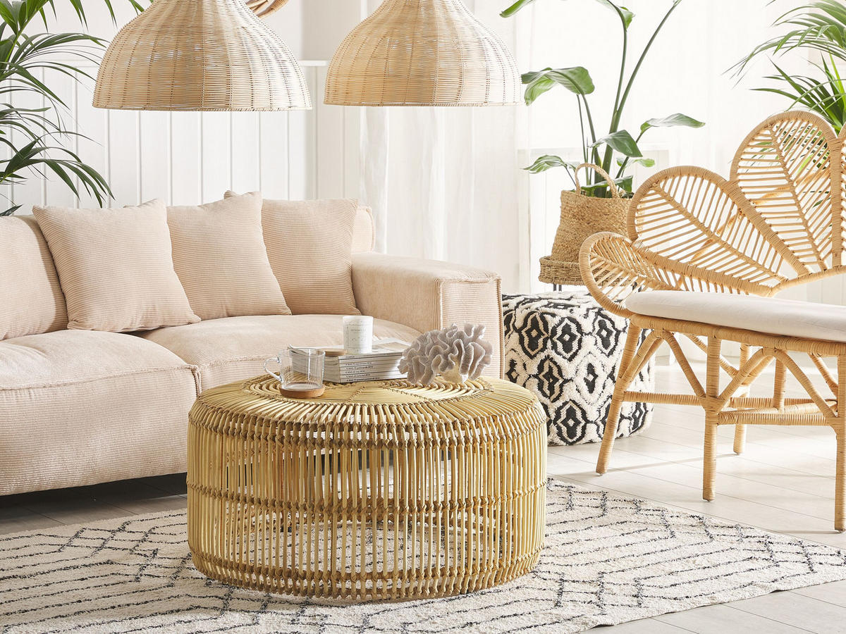 COUCHTISCH Rattan natürlich 84 cm Limni - Beige/Naturfarben, Naturmaterialien (84/53/40cm) - Beliani