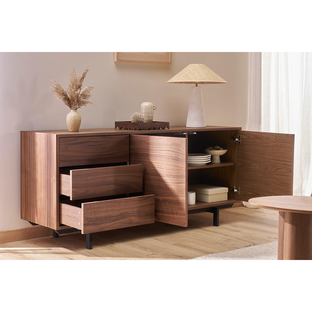 SIDEBOARD Vintage 160 cm Nussbaum MANNY - Walnussfarben, Holz (45/72/160cm) - Miliboo