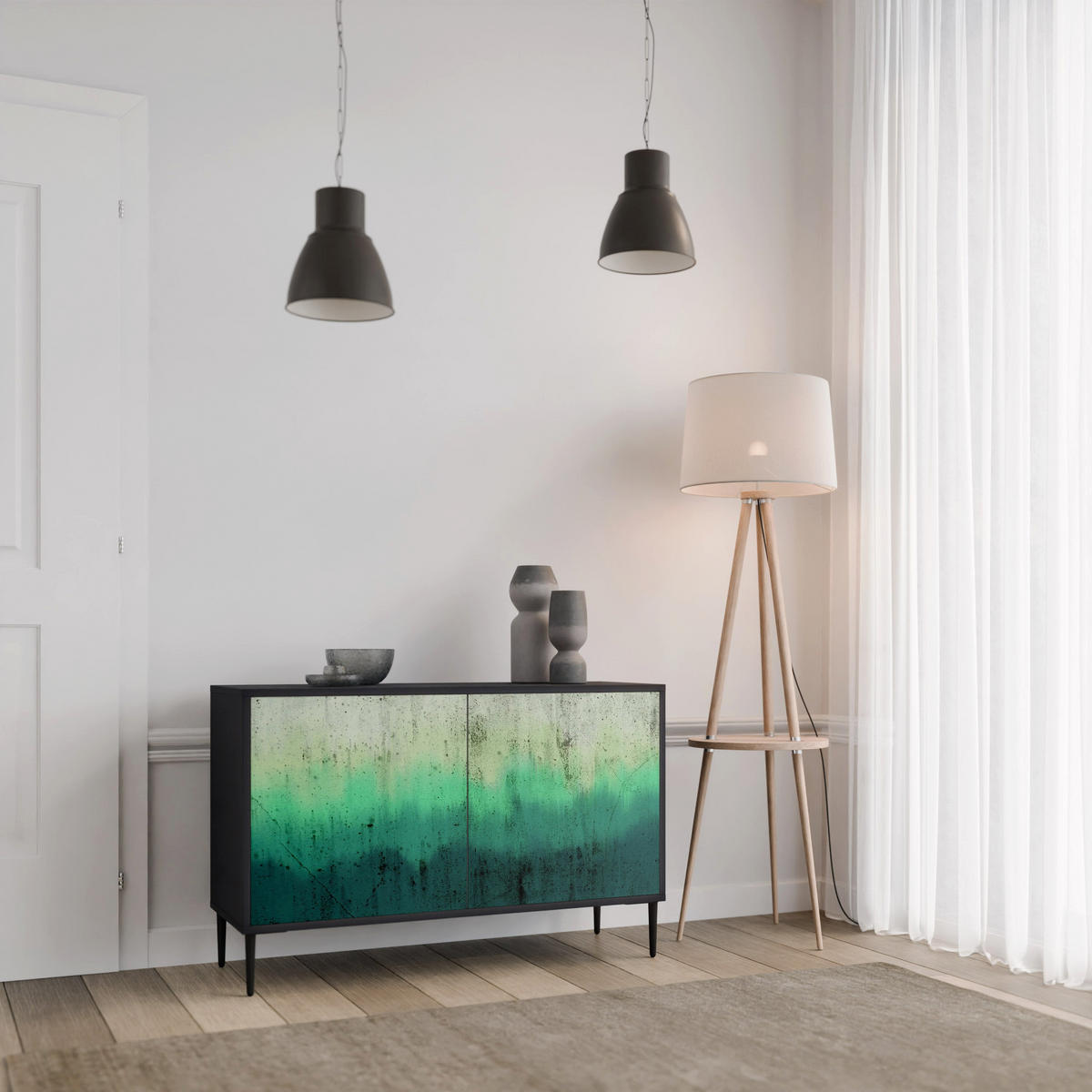 SIDEBOARD NORTHERN LIGHTS, Eicheneffekt, 111x42x77,5 cm, 2 Türen - Eichefarben/Buchefarben, Holzwerkstoff/Buchenholz (111/77.5/42cm) - SpaceRebels