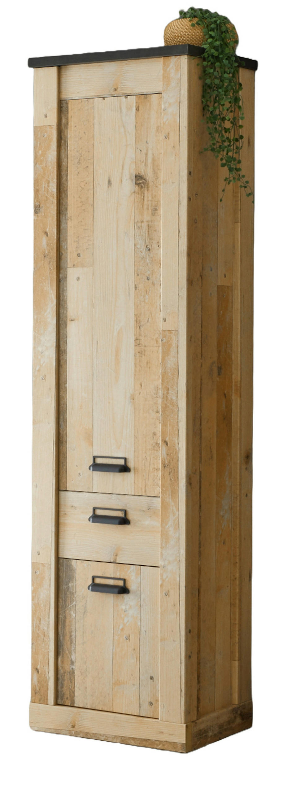 STAURAUMSCHRANK Used Wood hell, anthrazit, Mehrzweckschrank 51 x 201 cm - Eichefarben/Anthrazit, Holzwerkstoff/Metall (51/201/38cm) - Furn.Design